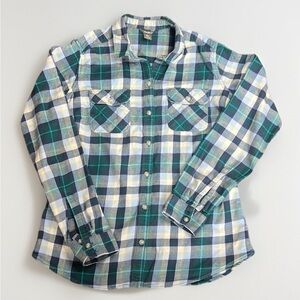 Eddie Bauer Blue Plaid 100% Cotton Button Down sz S